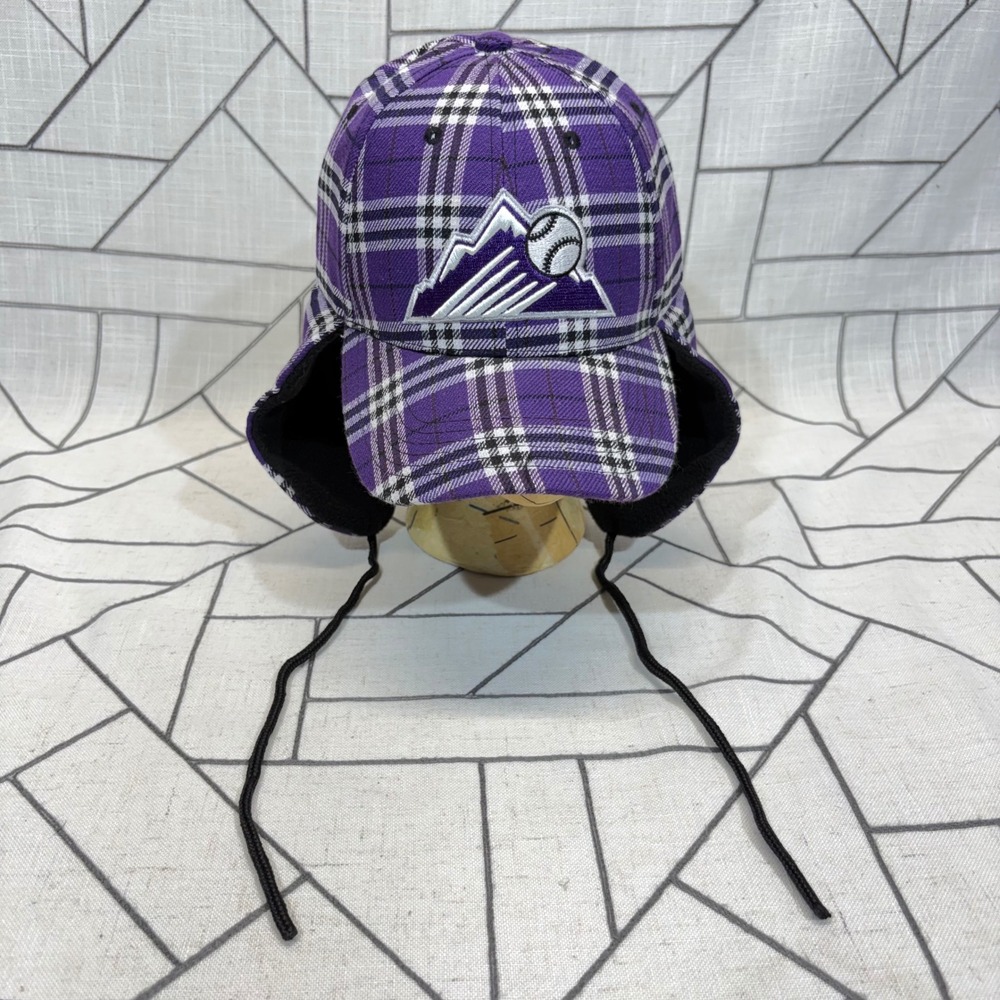 Melonwear Colorado Rockies Hat OSFA Purple Plaid Ear Flap Snapback Baseball Cap